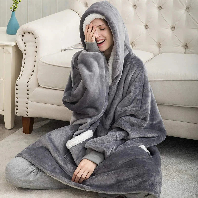 Wearable Blanket Hoodie | Oversized Fleece & Sherpa Lined