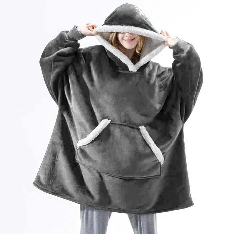 Wearable Blanket Hoodie | Oversized Fleece & Sherpa Lined