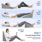 Wedge Pillow | Breathable Memory Foam & Machine-Washable Cover | Portable With Storage Pockets