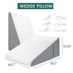 Wedge Pillow | Breathable Memory Foam & Machine-Washable Cover | Portable With Storage Pockets