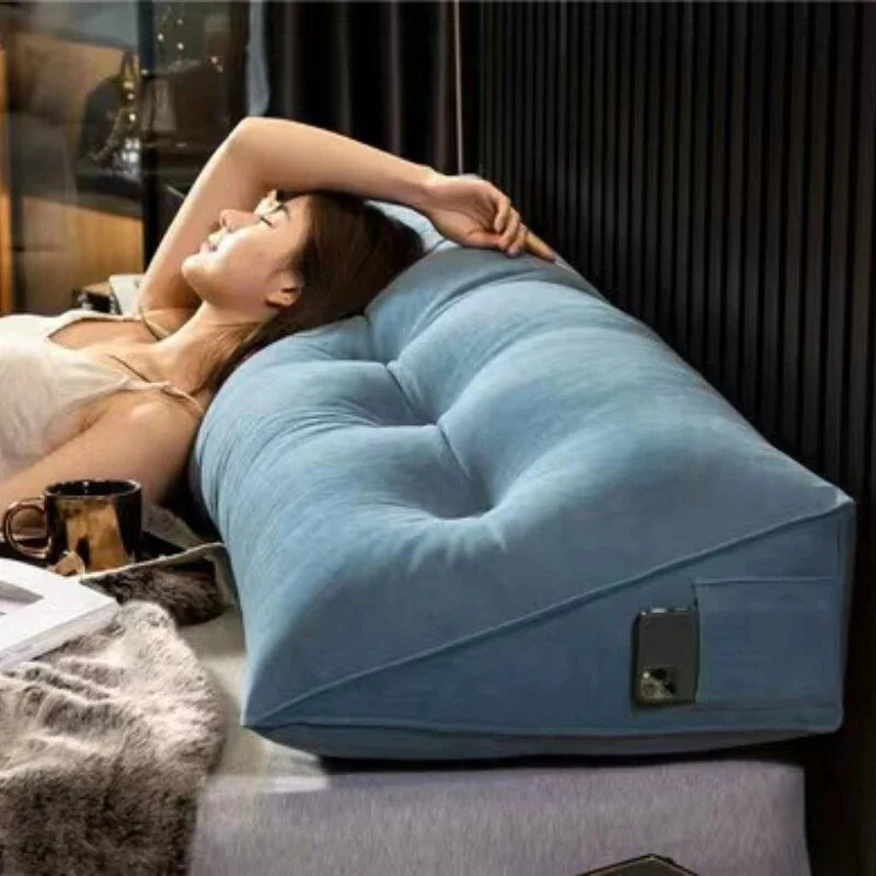 Wedge Pillow | Ergonomic Back & Neck Support & Side Pocket
