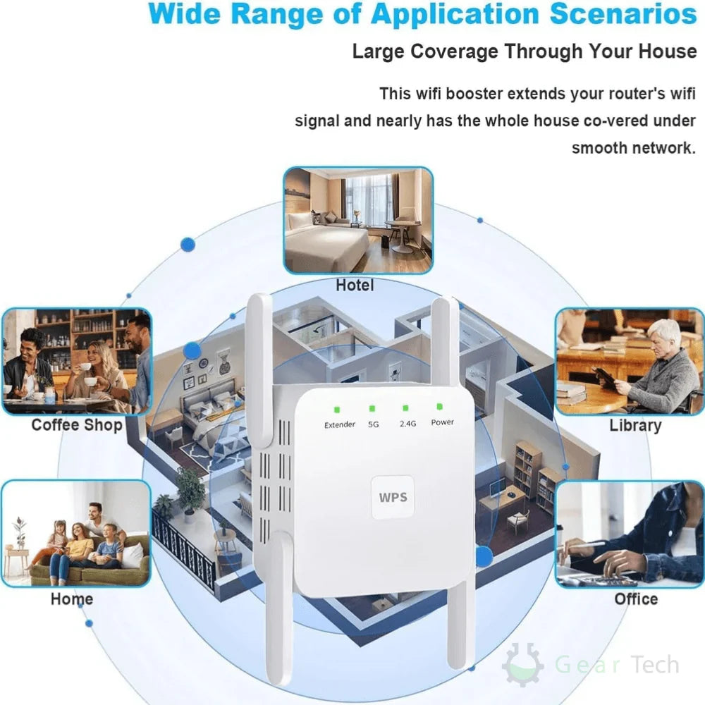 WiFi Range Extender | Dual-Band & Plug-and-Play | Up To 300 m Coverage