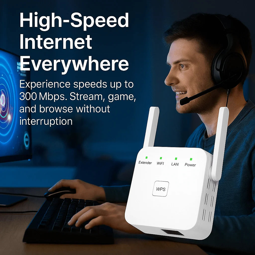WiFi Range Extender | Dual-Band & Plug-and-Play | Up To 300 m Coverage