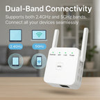 WiFi Range Extender | Dual-Band & Plug-and-Play | Up To 300 m Coverage