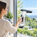Window Vacuum | Cordless Double-Tank & Microfiber Pad | 30-Min Runtime