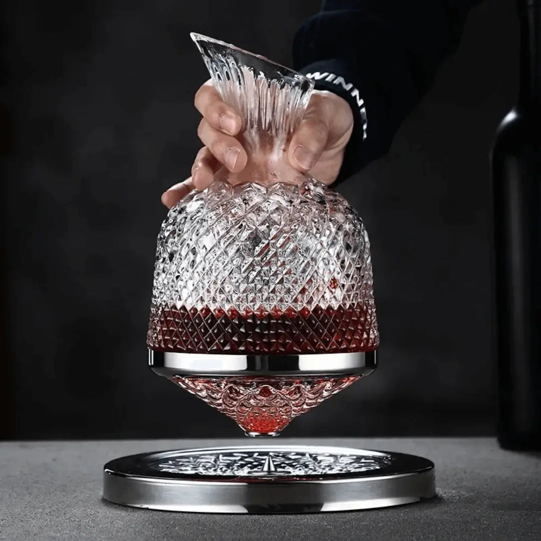 Wine Decanter | 360° Rotating Base & Crystal Glass | 1.5L