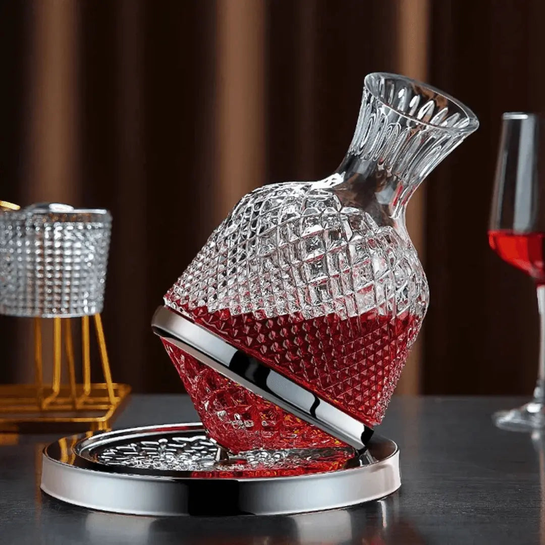 Wine Decanter | 360° Rotating Base & Crystal Glass | 1.5L