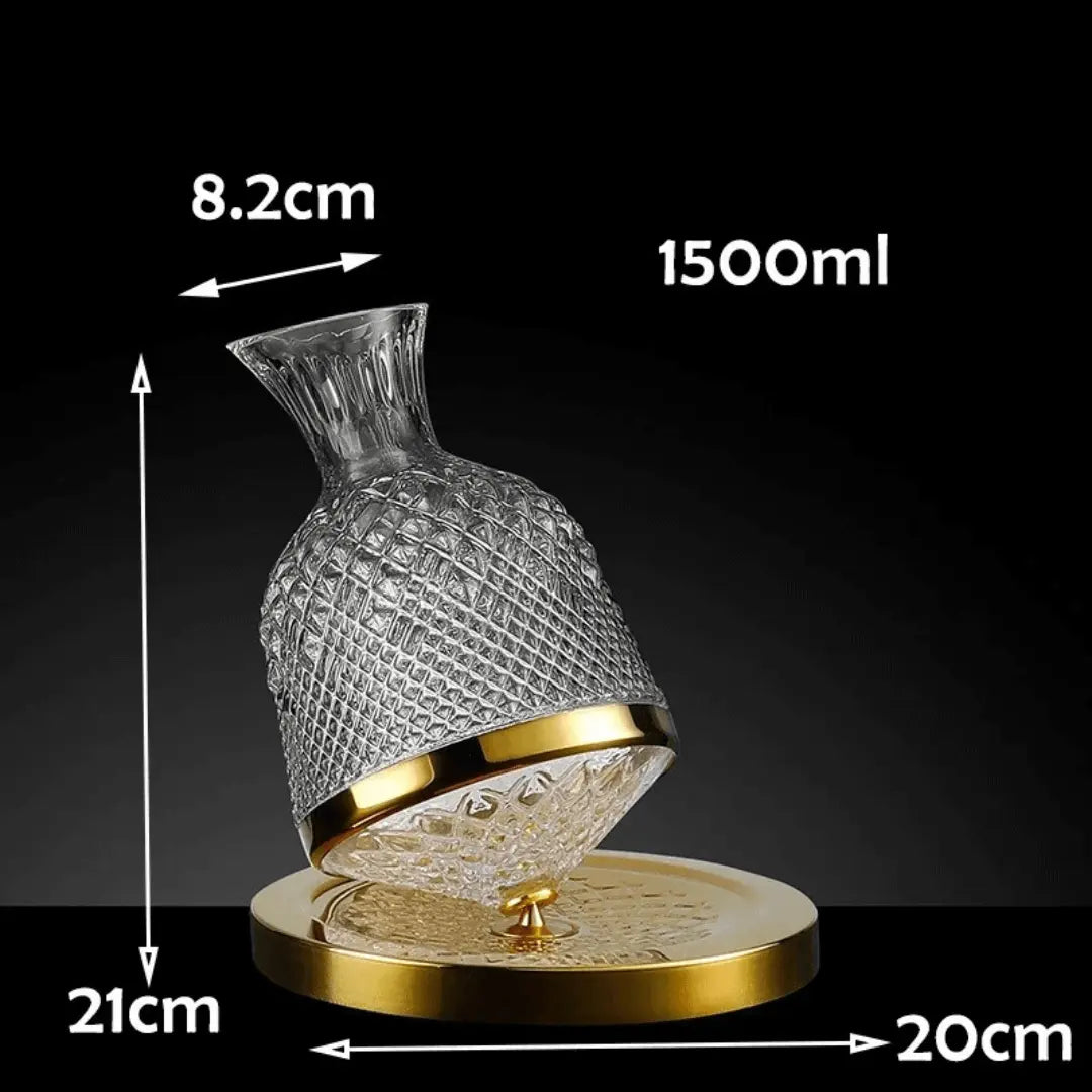 Wine Decanter | 360° Rotating Base & Crystal Glass | 1.5L