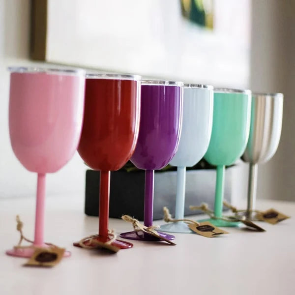 Wine Glass | Double-Wall Stainless Steel | Leakproof Lid