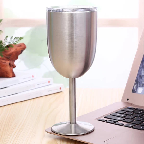 Wine Glass | Double-Wall Stainless Steel | Leakproof Lid