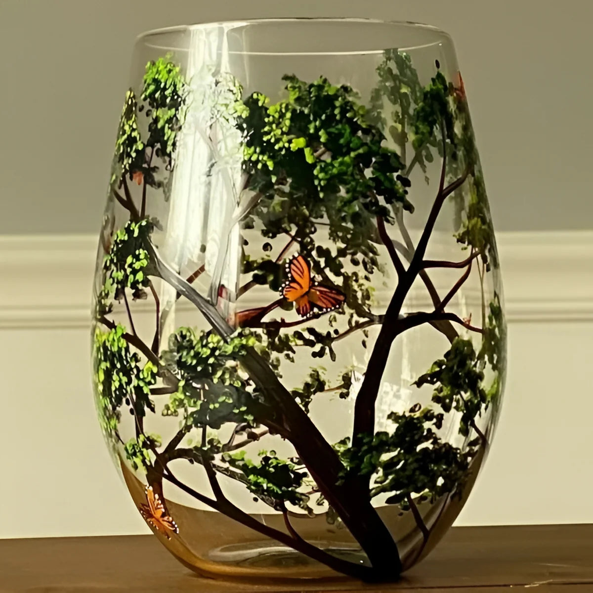 Wine Glass | Hand-Painted Four Seasons Tree & Dishwasher-Safe | 12 oz