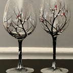 Wine Glass | Hand-Painted Four Seasons Tree & Dishwasher-Safe | 12 oz