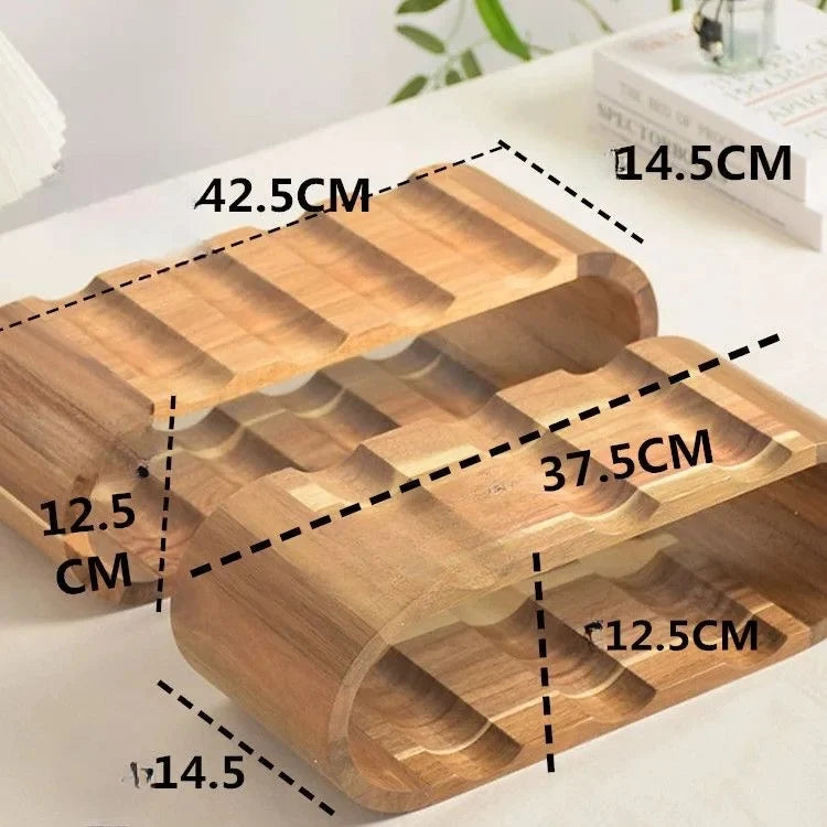 Wine Rack | Solid Wood Curved & Slotted | 6-8 Bottle Capacity