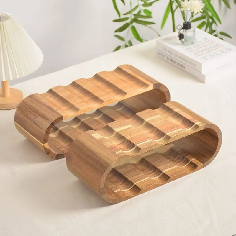 Wine Rack | Solid Wood Curved & Slotted | 6-8 Bottle Capacity