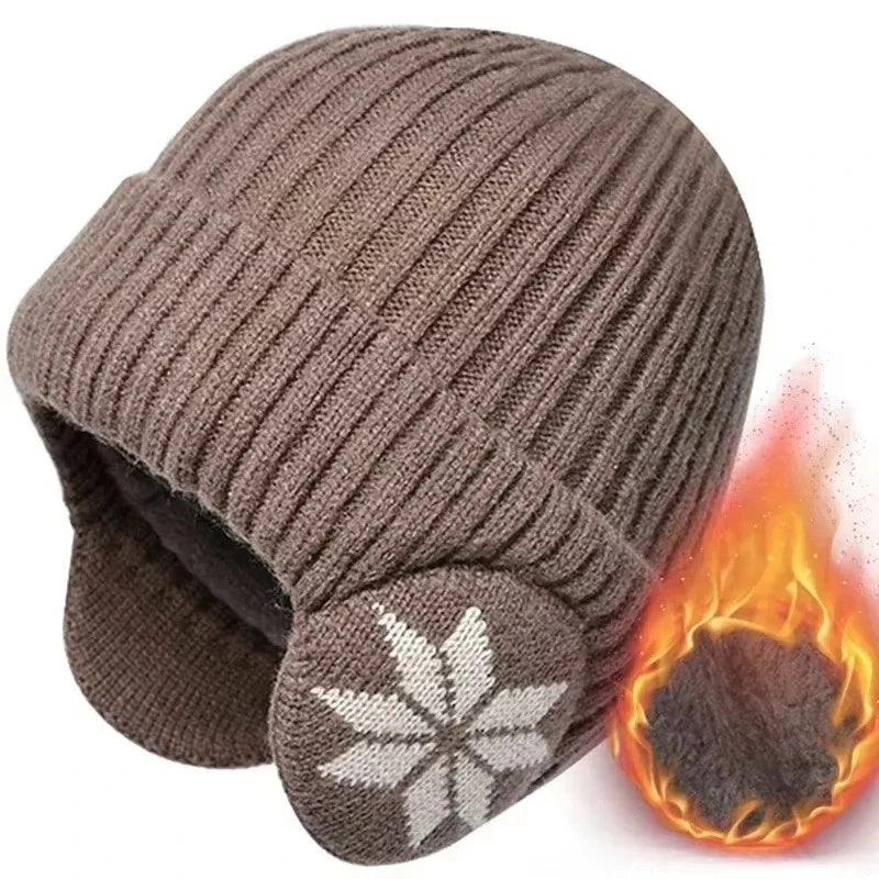 Winter Beanie | Ribbed Knit & Plush Lining | Built-In Ear Covers
