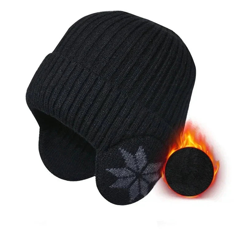 Winter Beanie | Ribbed Knit & Plush Lining | Built-In Ear Covers