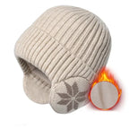 Winter Beanie | Ribbed Knit & Plush Lining | Built-In Ear Covers