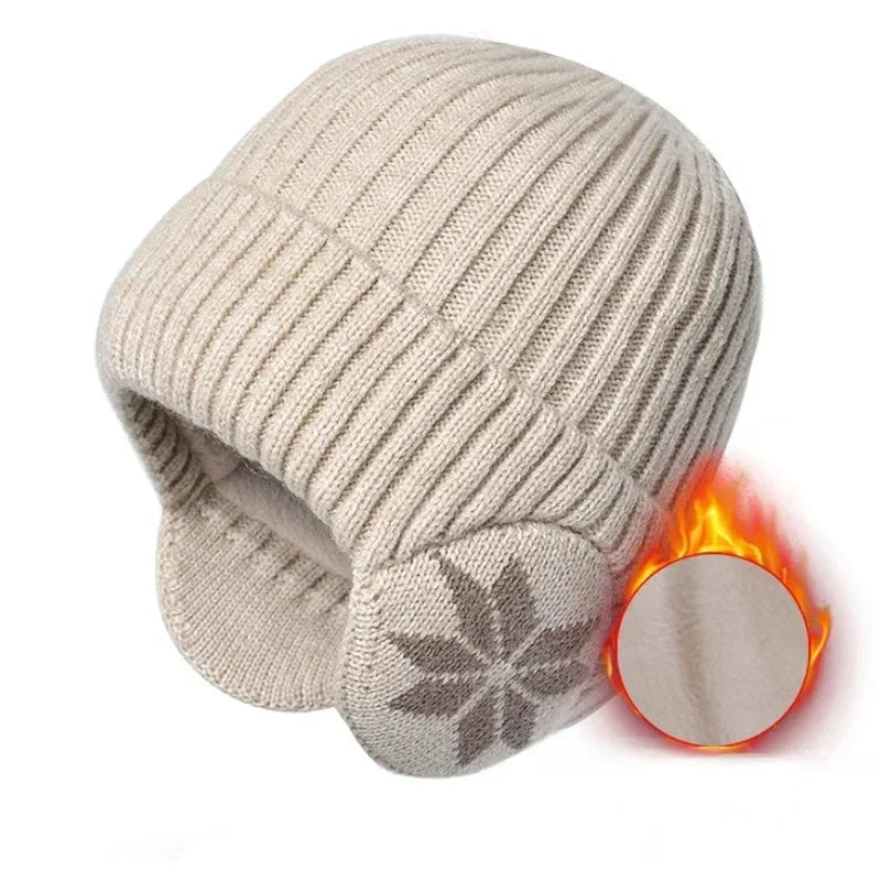 Winter Beanie | Ribbed Knit & Plush Lining | Built-In Ear Covers