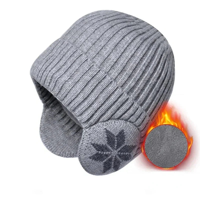 Winter Beanie | Ribbed Knit & Plush Lining | Built-In Ear Covers