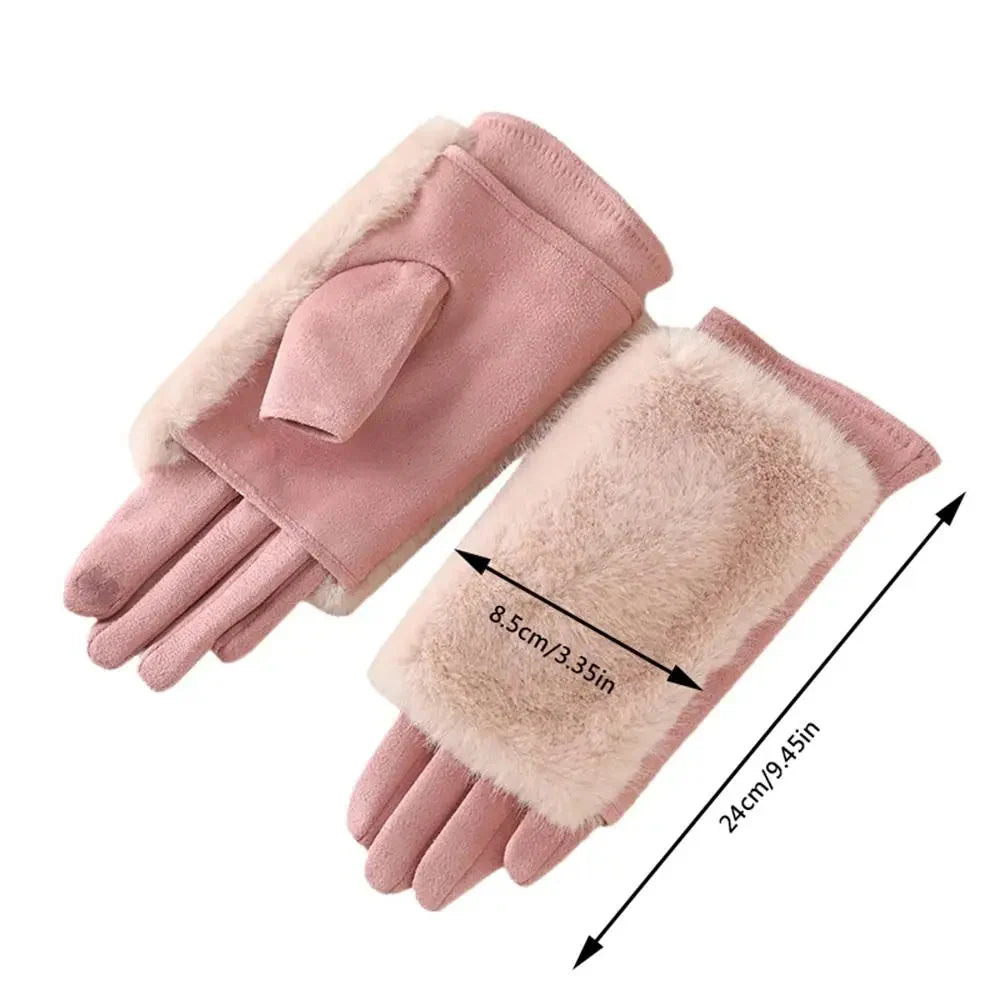 Winter Gloves | Suede Fur Trim & Touchscreen Compatible | Wind-Resistant