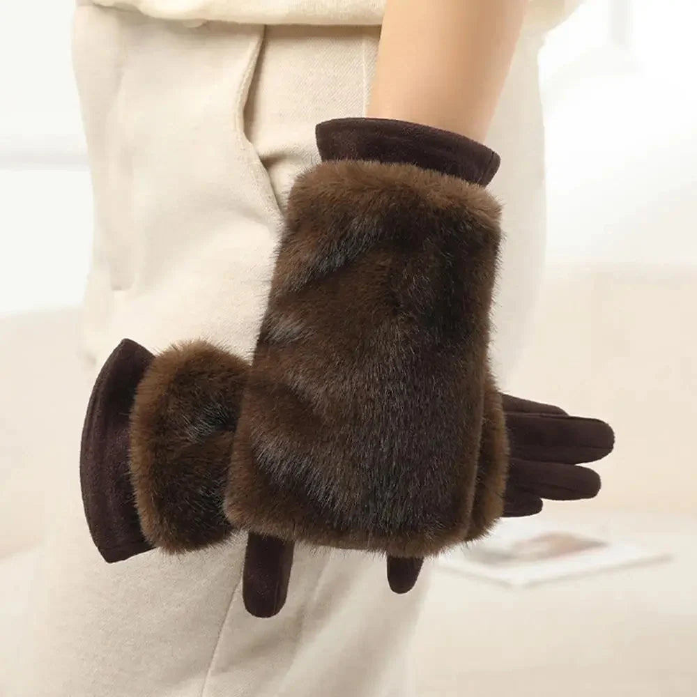 Winter Gloves | Suede Fur Trim & Touchscreen Compatible | Wind-Resistant
