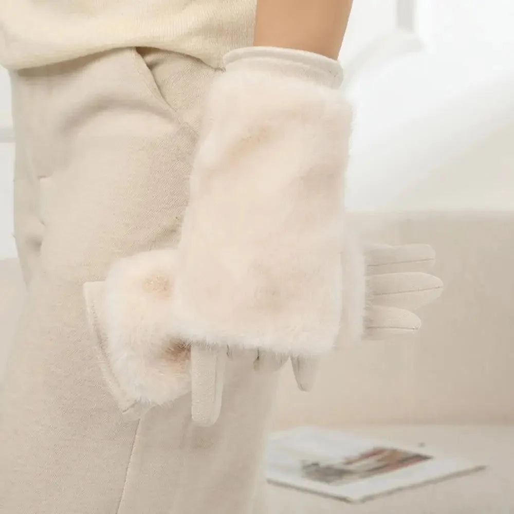 Winter Gloves | Suede Fur Trim & Touchscreen Compatible | Wind-Resistant