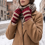 Winter Gloves | Warm Striped Knit | Stretch Ribbed Cuffs