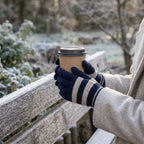 Winter Gloves | Warm Striped Knit | Stretch Ribbed Cuffs