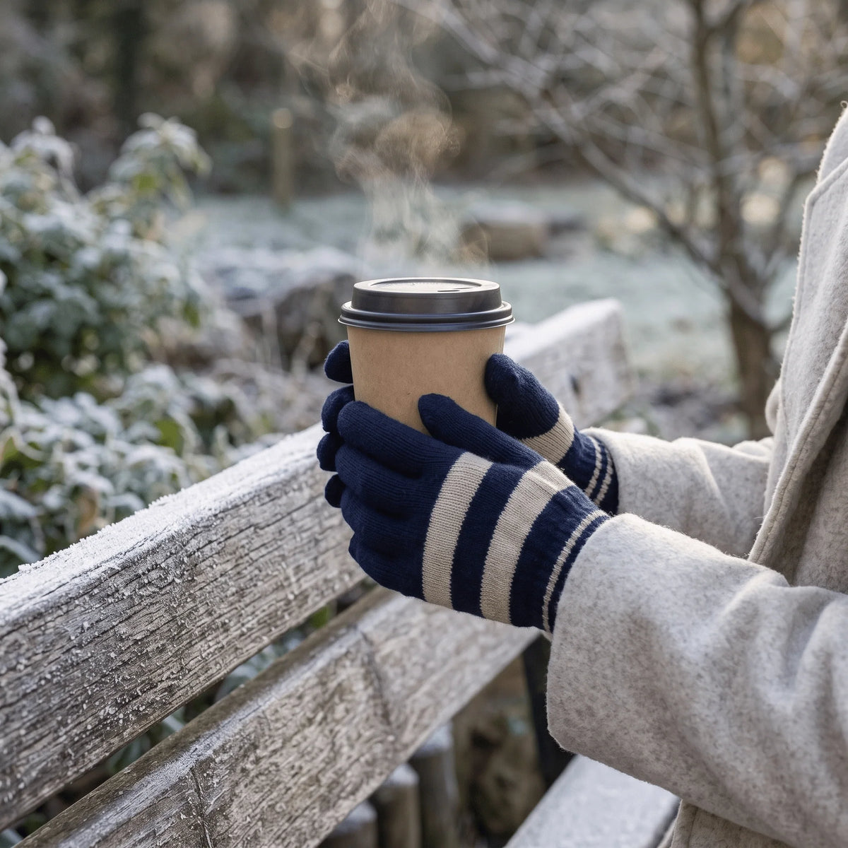 Winter Gloves | Warm Striped Knit | Stretch Ribbed Cuffs