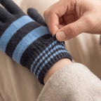 Winter Gloves | Warm Striped Knit | Stretch Ribbed Cuffs