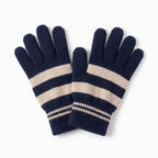 Winter Gloves | Warm Striped Knit | Stretch Ribbed Cuffs