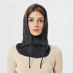 Winter Knit Hat | Cashmere Hooded With Drawstrings