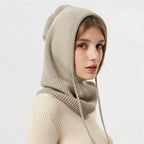 Winter Knit Hat | Cashmere Hooded With Drawstrings