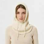 Winter Knit Hat | Cashmere Hooded With Drawstrings