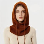 Winter Knit Hat | Cashmere Hooded With Drawstrings