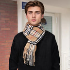 Winter Scarf | Cotton & Cashmere Blend | Soft Plaid Design