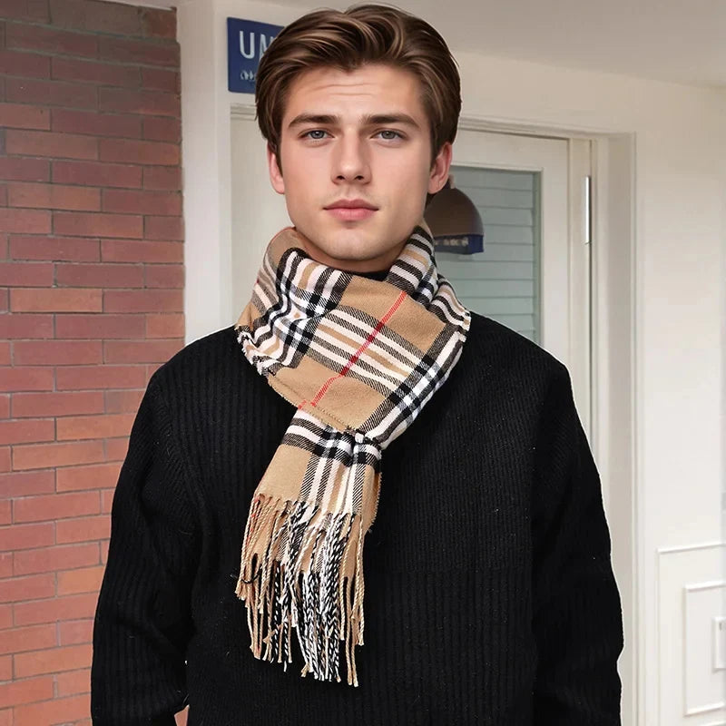 Winter Scarf | Cotton & Cashmere Blend | Soft Plaid Design