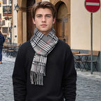 Winter Scarf | Cotton & Cashmere Blend | Soft Plaid Design
