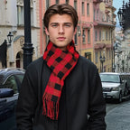 Winter Scarf | Cotton & Cashmere Blend | Soft Plaid Design