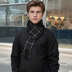 Winter Scarf | Cotton & Cashmere Blend | Soft Plaid Design