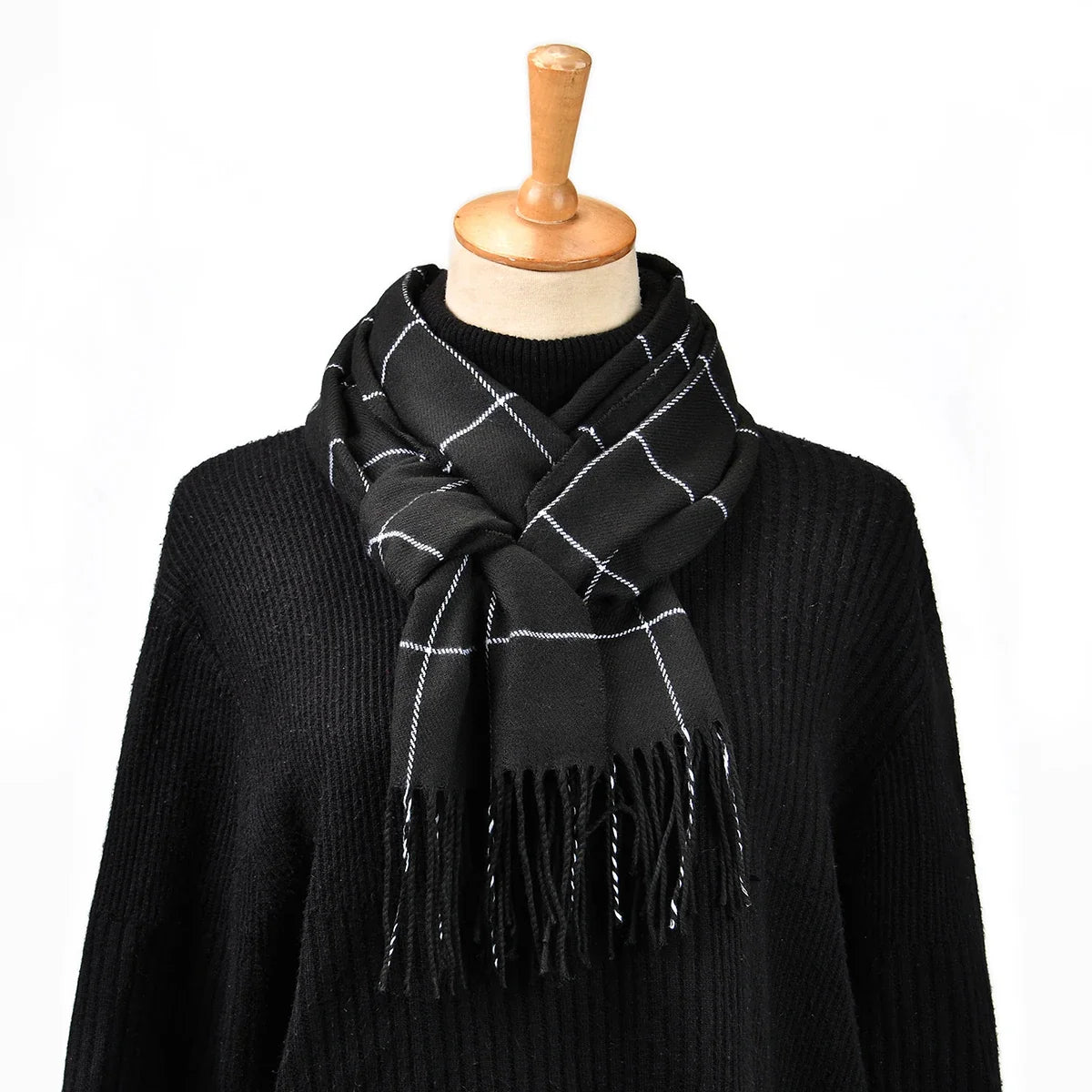 Winter Scarf | Cotton & Cashmere Blend | Soft Plaid Design
