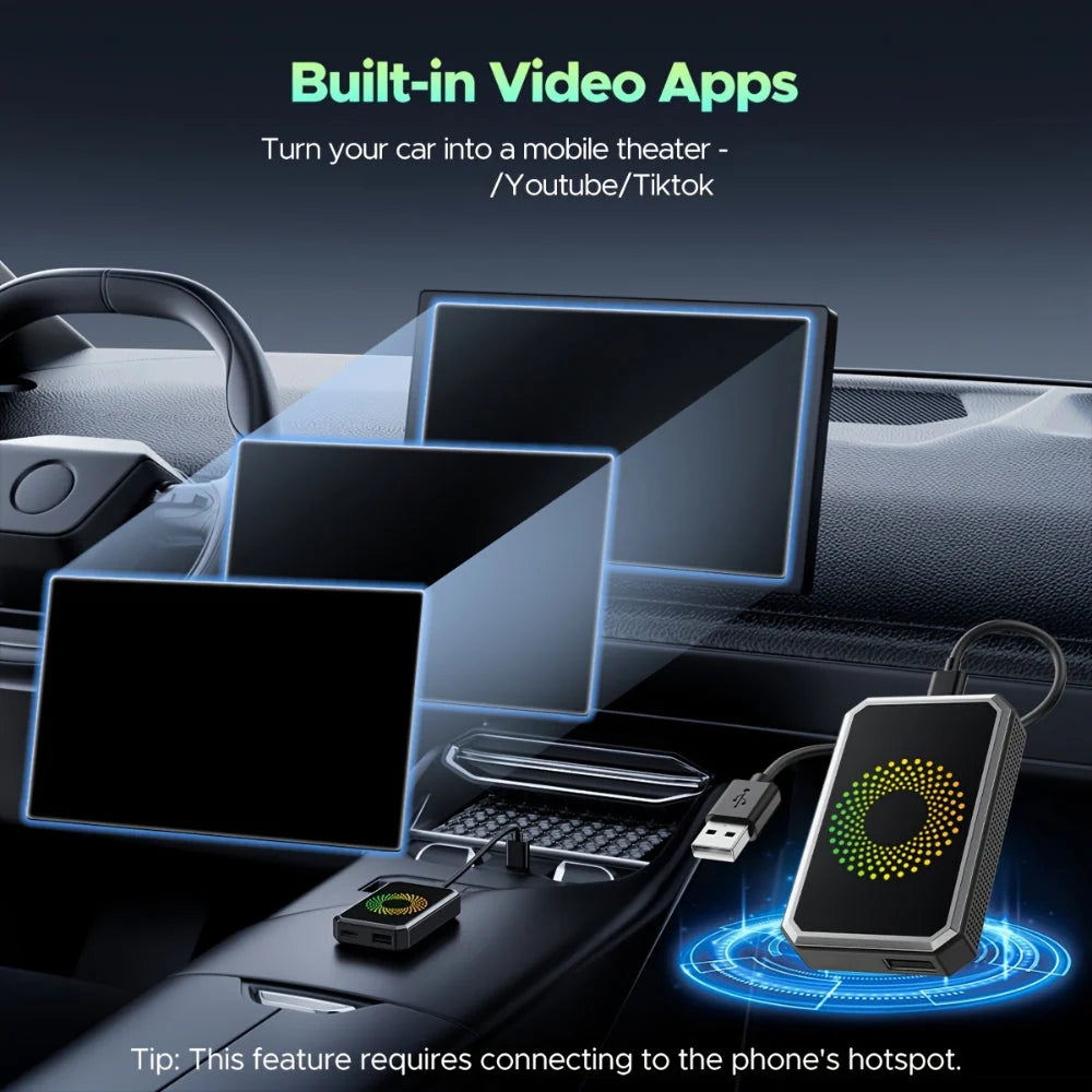 Wireless Car Adapter | Dual Wi‑Fi & Bluetooth | USB‑C 1080p Output