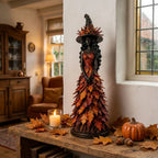 Witch Figurine | Handmade & Hand-Applied Leaf Details | Tabletop Fall Decor