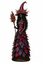 Witch Figurine | Handmade & Hand-Applied Leaf Details | Tabletop Fall Decor
