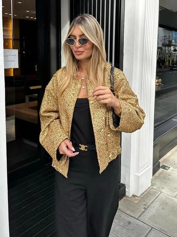 Women's Aviator Jacket | Sequin Finish | Polyester