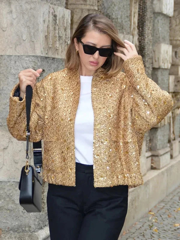 Women's Aviator Jacket | Sequin Finish | Polyester
