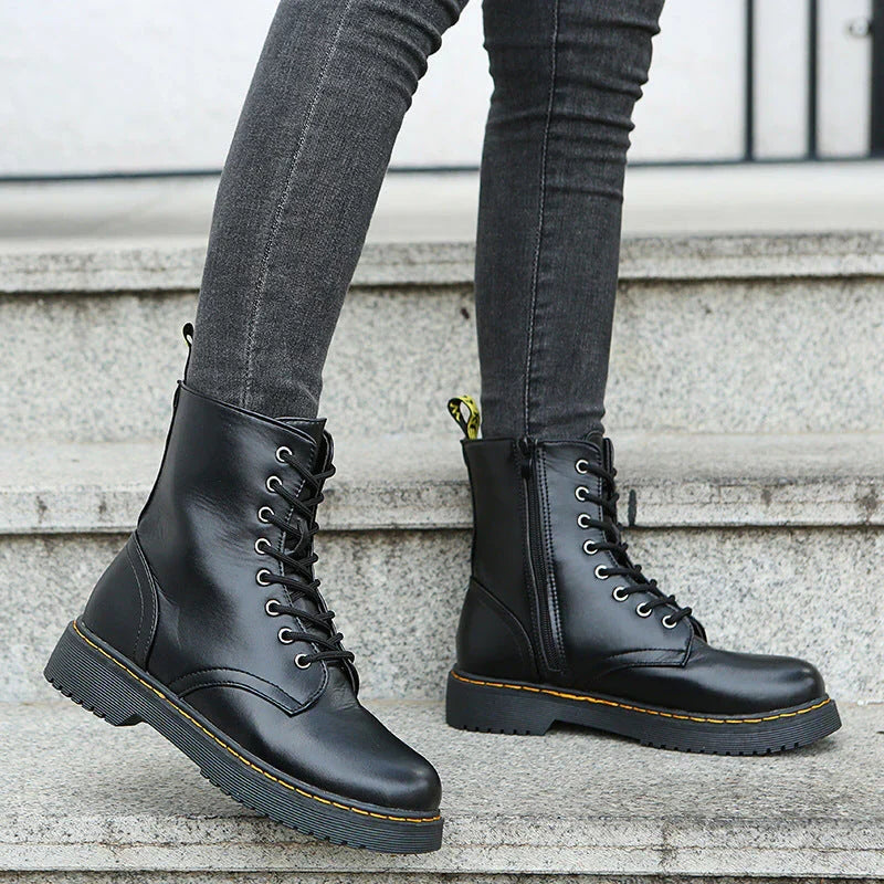 Women's Boots | Lace-Up & Side Zipper | Block Heel