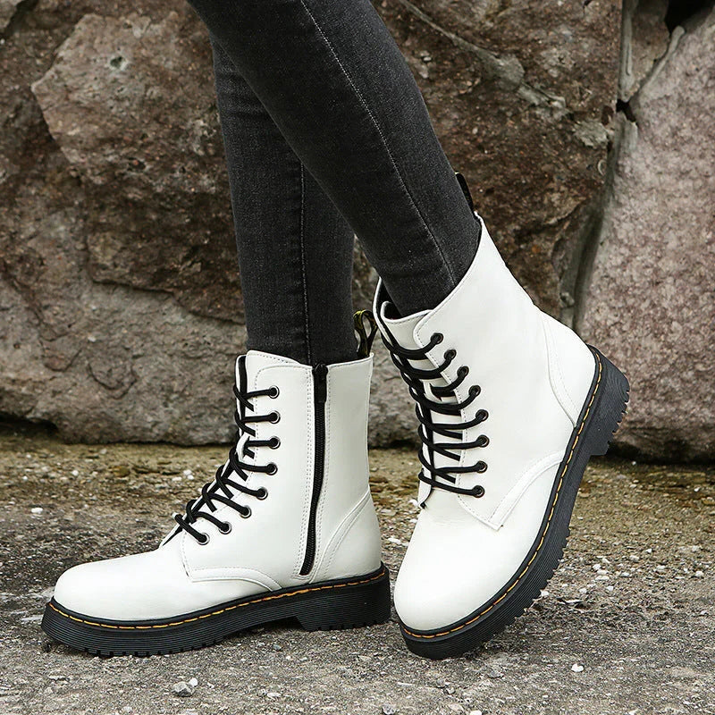 Women's Boots | Lace-Up & Side Zipper | Block Heel