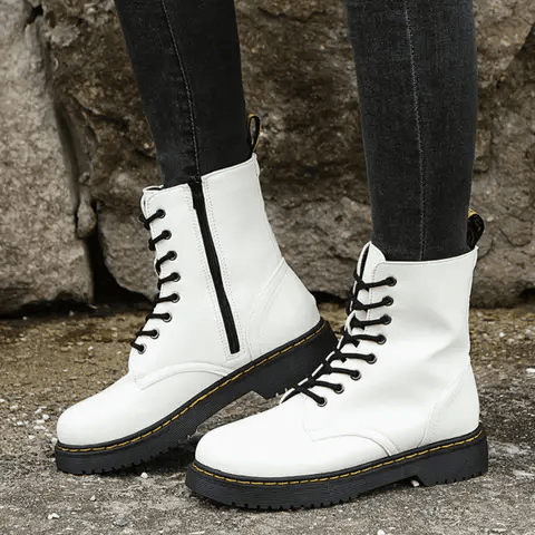 Women's Boots | Lace-Up & Side Zipper | Block Heel