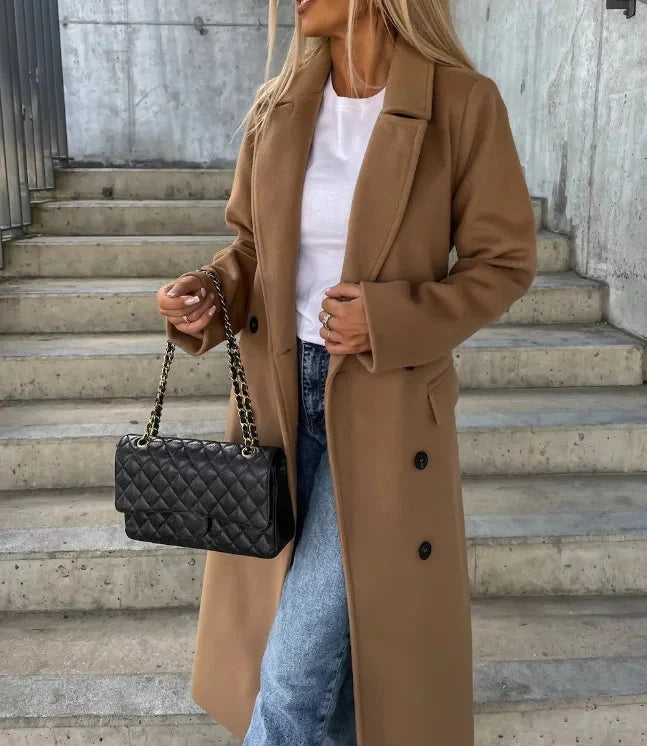 Women's Coat | Double-Breasted & Classic Lapels